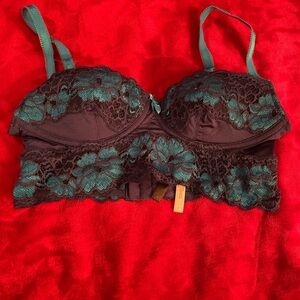 Adore Me Lace Bralette in Black and Teal